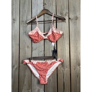 Polo Ralph Lauren Floral Bikini Set Women's XL NWT Coral Pink MSRP $84